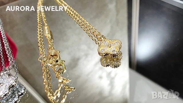 Van Cleef & Arpels VCA Gold Diamond Sweet Alhambra Clover Дамско Колие, снимка 12 - Колиета, медальони, синджири - 53243039