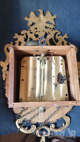 Бронзов рядък стенен механичен швейцарски часовник, снимка 4 - Антикварни и старинни предмети - 42497168