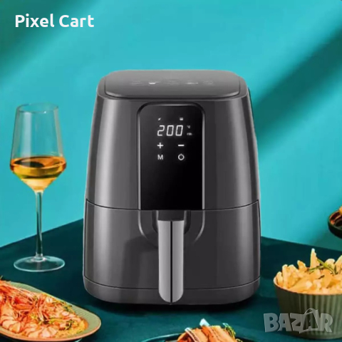 Air Fryer - Уред за здравословно готвене с горещ въздух 7л, 1350W, Тъч скрийн управление, снимка 4 - Фритюрници - 44810063