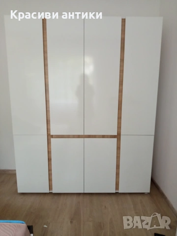 Нов гардероб бял гланц и дьб сонома, снимка 3 - Гардероби - 53210123