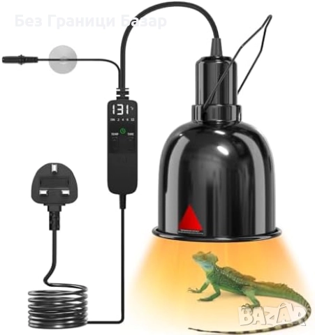 Нова Терариум лампа E27 с PID термостат, цикли 2/4/8/12 ч и алуминиев рефлектор
