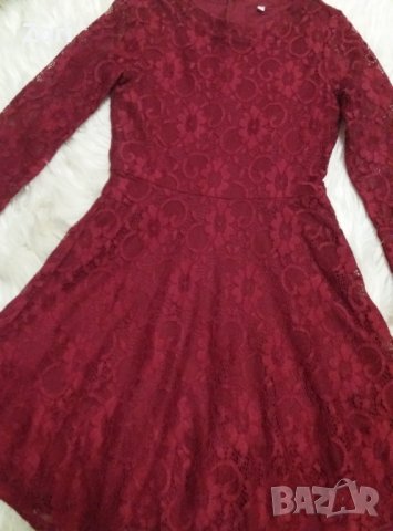 ИЗКЛЮЧИТЕЛНО КРАСИВА дантелена рокля в цвят вино ХХС размер , снимка 2 - Рокли - 41881457