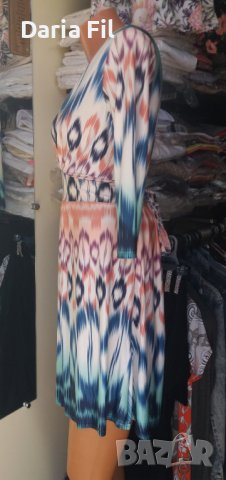 ИЗКЛЮЧИТЕЛНО КРАСИВА рокля с остро деколте и в преливащи цветове , снимка 6 - Рокли - 41730385