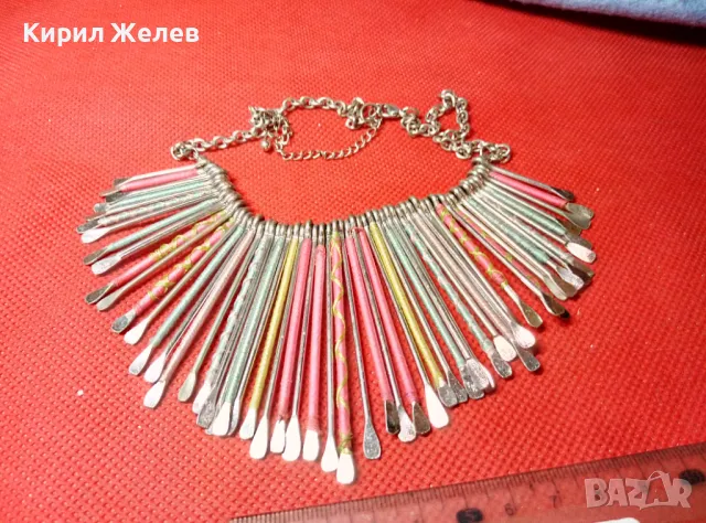 СТИЛНА ВИНТИДЖ АРТ СТИЛ СРЕБРИСТА ЦВЕТНА ОГЪРЛИЦА 47412, снимка 6 - Колиета, медальони, синджири - 47298513