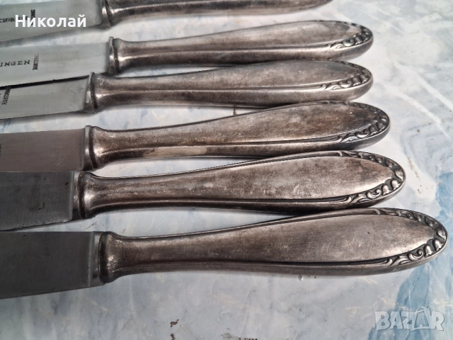 Стари Посребрено ножове за хранене Солинген Solingen, снимка 4 - Антикварни и старинни предмети - 52366704