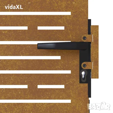 vidaXL Градинска порта 85x200 см, кортенова стомана, квадратен дизайн, снимка 9 - Огради и мрежи - 56146164