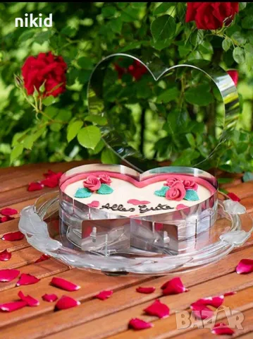 сърце регулируем разтегателен метален ринг за торта за срязване на равен блат метален, снимка 8 - Форми - 18547458