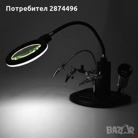 802 Лупа със стойка, щипки и осветление за лесно запояване, снимка 5 - Друга електроника - 35820869