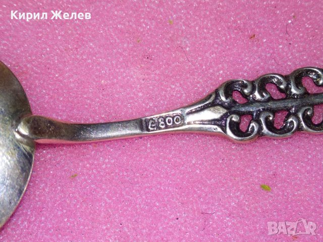 СТАРА НЕМСКА АЖУРНА КОЛЕКЦИОНЕРСКА ДЕСЕРТНА СРЕБЪРНА ЛЪЖИЧКА СРЕБРО 800 ПРОБА 43006, снимка 2 - Колекции - 44372832