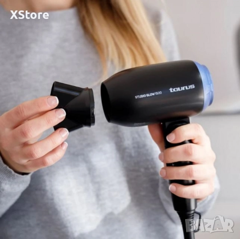 Сешоар за пътуване Studio Glow 1500 – 1400W, сгъваем, двоен волтаж, 2 скорости, снимка 7 - Сешоари - 52595207