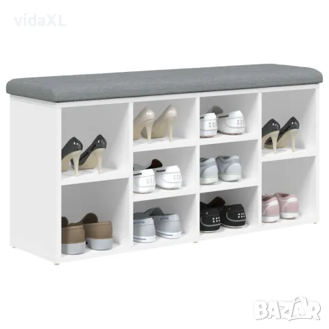 vidaXL Пейка за обувки, бяла, 102x32x50 см, инженерно дърво, снимка 7 - Маси - 56148081