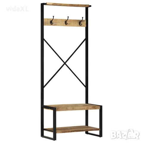 vidaXLS Закачалка за дрехи 80x40x190 cm Масивна груба дървесина Манго