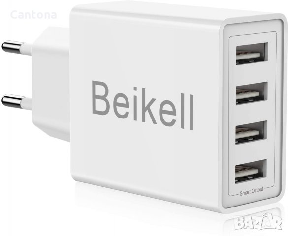 Висококачествено зарядно Beikell с 4 USB порта, Smart output, 25 W, снимка 1 - Оригинални зарядни - 34177757