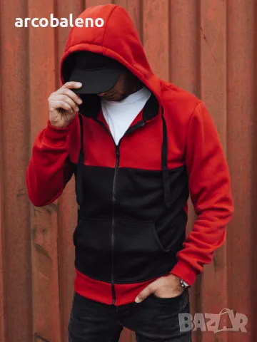 Мъжки суичър с цип и качулка 