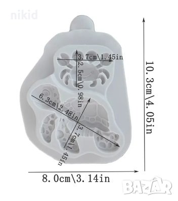 Костенурка и рак морски силиконов молд форма фондан шоколад гипс декор украса торта и др., снимка 3 - Форми - 42464348