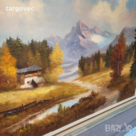 Прекрасна картина пейзаж масло на платно, снимка 5 - Антикварни и старинни предмети - 41778598