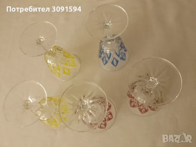 Комплект от 5  винтидж чаши за ликьор VMC Reims French- 120 мл, снимка 4 - Антикварни и старинни предмети - 47935819