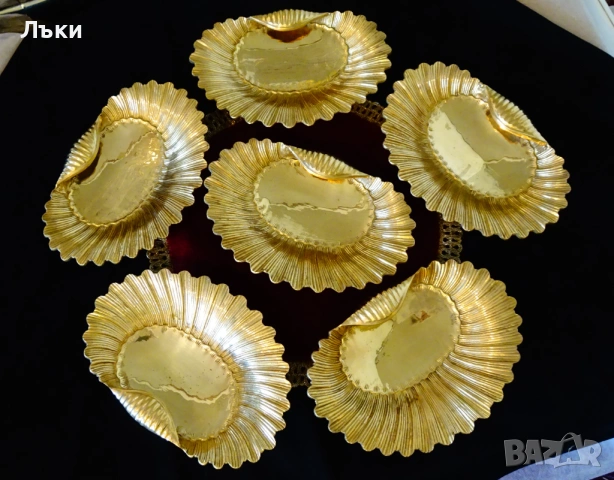 Бронзова фруктиера перлена мида,дебела позлата. , снимка 7 - Антикварни и старинни предмети - 53830434