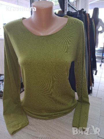 Мека блузка с ангора в зелено , снимка 3 - Блузи с дълъг ръкав и пуловери - 42469521