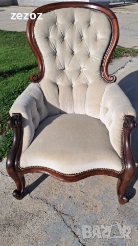 Кресло антикварно махагон №056, снимка 5 - Дивани и мека мебел - 52520485
