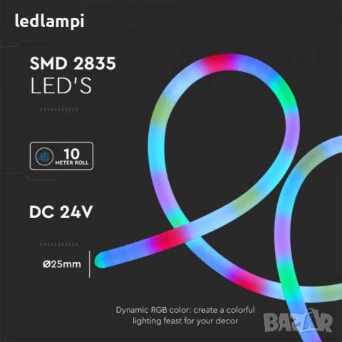 LED Неон Флекс 10W/m RGB 24V 10m, снимка 2 - Лед осветление - 40659365