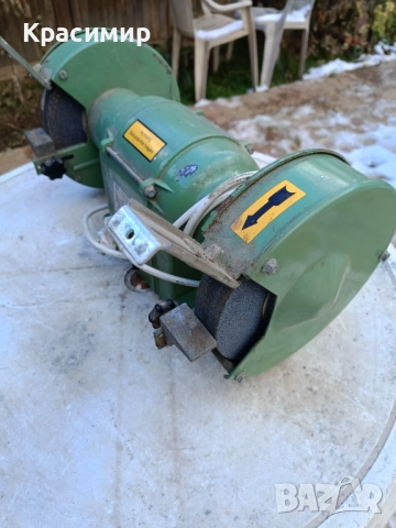 Немски монофазен шмиргел 450W "HANNING" - работещ, снимка 3 - Други инструменти - 52921164