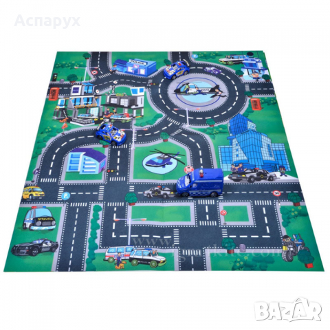Детско килимче за под за игра с 3 полицейски колички   