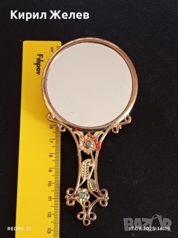 Ръчно огледало в ретро стил с камъни Сваровски орнаментирано много красиво 50554, снимка 7 - Други ценни предмети - 51746510
