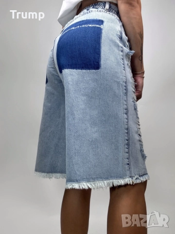 -50 % есктравагантен Къс дънков панталон, накъсан ефект, интересен джоб, снимка 4 - Дънки - 51503181