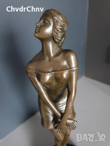 37см-4кг Collinet статуетка/еротика/френска бронзова скулптура/фигура на жена-танцьорка, снимка 5 - Статуетки - 52906084