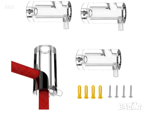 Комплект от 4 пластмасови скоби за кабели за таван - 20 x 40 мм
