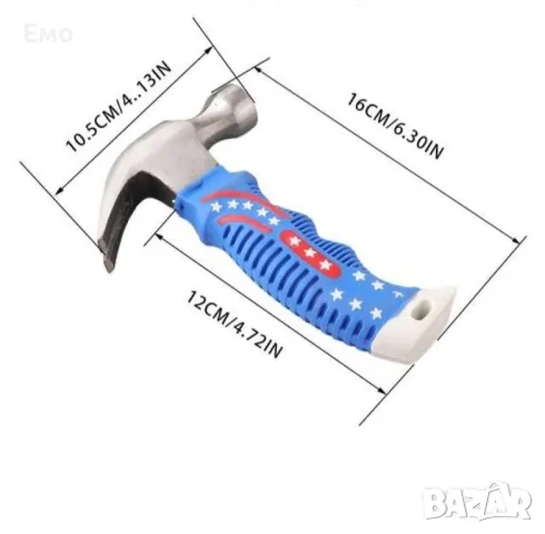 Малък чук със синя гумена дръжка, снимка 3 - Други инструменти - 47721476