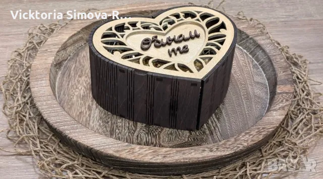 Дървени: Роза, Роза с  кутия и Кутия сърце за бонбони/бижу, снимка 5 - Декорация за дома - 48982019