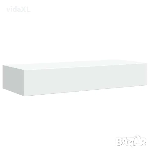 vidaXL Стенен рафт с чекмедже, бял, 60x23,5x10 см, МДФ, снимка 5 - Етажерки - 56146928