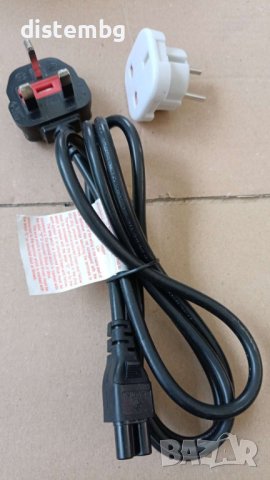 Захранващ кабел 3pin за лаптоп английски щепсел и български адаптор, снимка 2 - Кабели и адаптери - 40974946