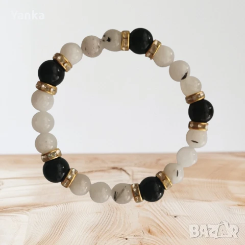 Гривна ръчна изработка - Golden line, снимка 3 - Гривни - 51294503