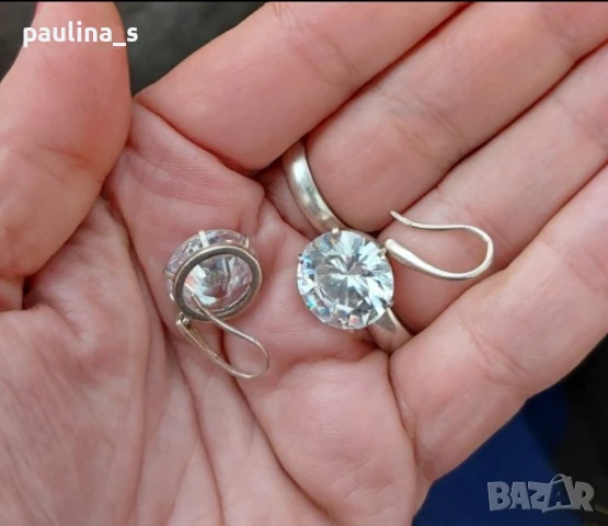 Два различни чифта / Сребърни обеци с Моисанит / проба 925  , снимка 11 - Обеци - 35616027