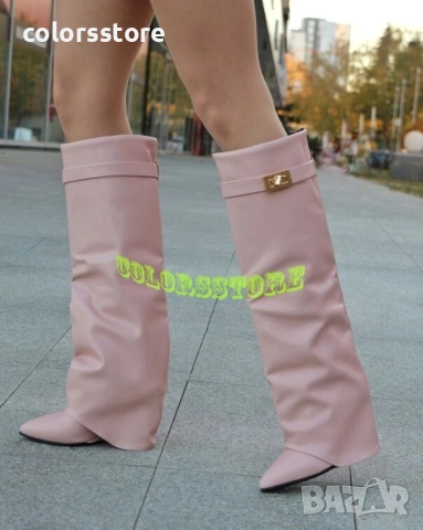 Ботуши на платформа - светлорозова кожа - K-40