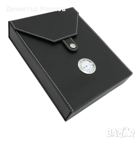 Естесвена кожа преносим хумидор със хидрометър и овлажнител, снимка 2 - Други - 50978374