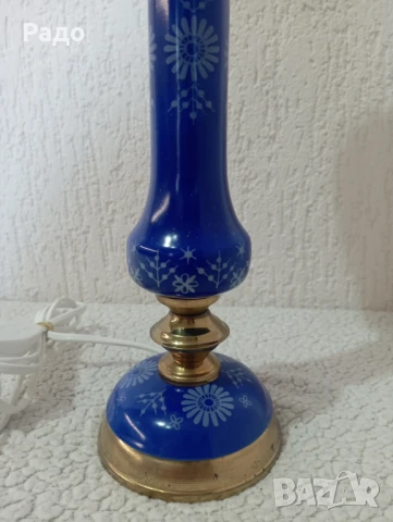 Красива синя порцеланова лампа, снимка 2 - Настолни лампи - 51338160