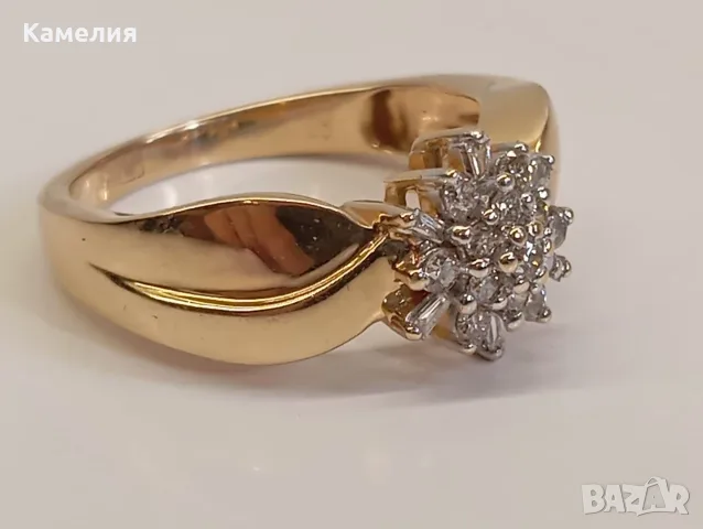 Руско злато. Пръстен с брилианти , снимка 6 - Пръстени - 56242951