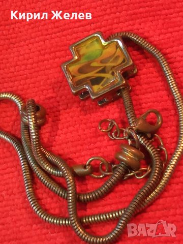 СТАРО ВИНТИДЖ АРТ ЗЛАТИСТО КОЛИЕ с КРЪСТ 23375, снимка 4 - Колиета, медальони, синджири - 37744042