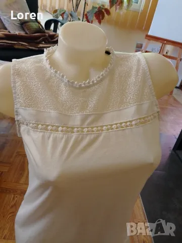 Бяла блузка с дантела отгоре, снимка 3 - Тениски - 50045565