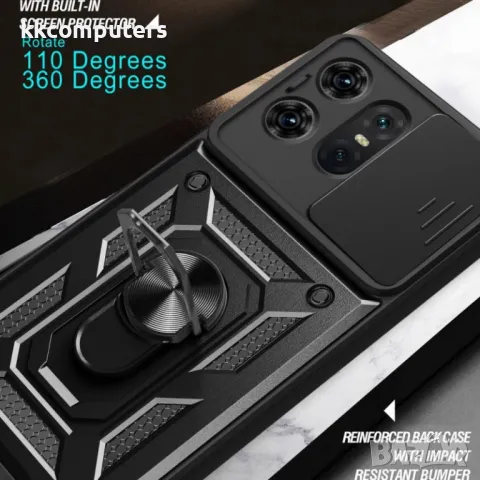 Motorola Edge 50 Pro 5G Удароустойчив Ring Holder/Lens Protector Калъф и Протектор, снимка 9 - Калъфи, кейсове - 49916775