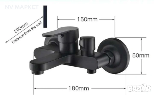 Стенен смесител за вана с ръчен душ неръждаема стомана, снимка 4 - Други стоки за дома - 53837260
