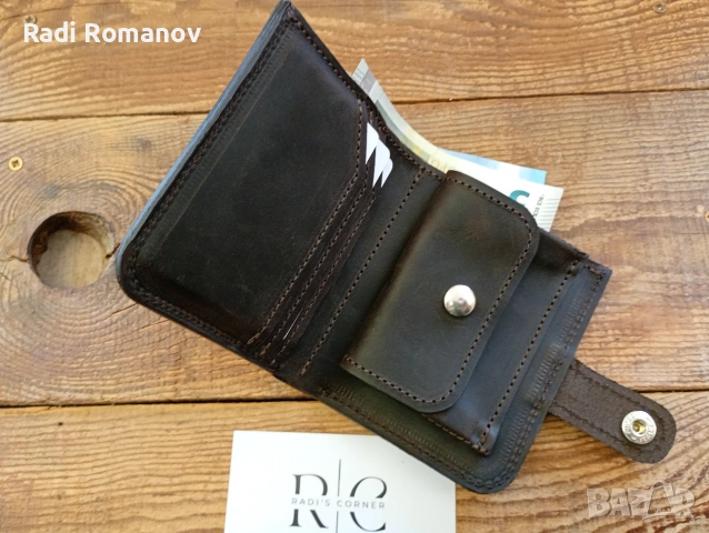 Ръчно изработен мъжки кожен портфейл , снимка 5 - Портфейли, портмонета - 53837677