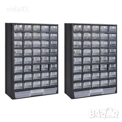 vidaXL Шкаф за инструменти с 41 чекмеджета, 2 бр, пластмаса*SKU:275657（SKU:275657）, снимка 4 - Шкафове - 48631323