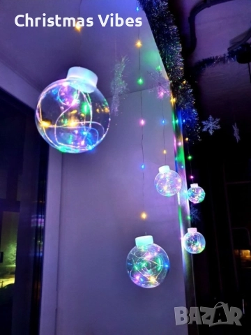 Празнични LED светлини топка с 10 топки в бяла студена и бяла топла светлина SD8, снимка 4 - Лед осветление - 52092266