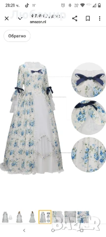 NUWIND Дамска рококо готическа викторианска рокля, костюм, ретро флорален принт, ренесансов

L, снимка 5 - Рокли - 50578288