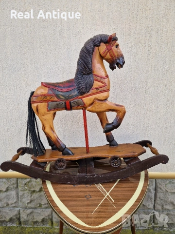 Уникална огромна антикварна дървена фигура играчка люлка , снимка 7 - Антикварни и старинни предмети - 53482640